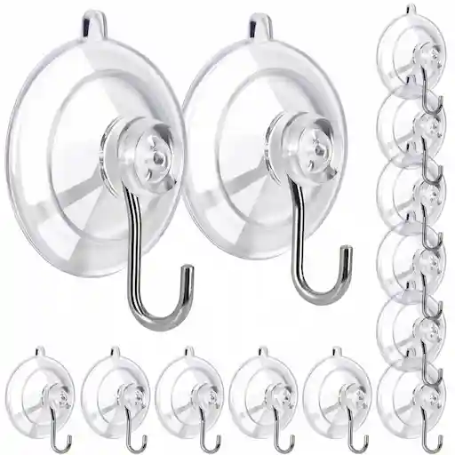 KORCCI Suction Cup Hooks 12-Pack Clear Medium 10LB